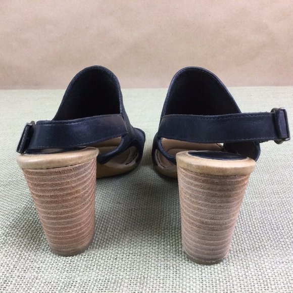BORN Leather Peep Toe Heel Sandals - Picture 8 of 10